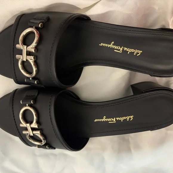 Salvatore Ferragamo Black Leather Mules - Picture 2 of 8